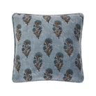 Block Print Velvet Mughal Flower Throw Pillow, 20x20 inch, front view