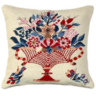 Blue Bird Red Vase needlepoint throw pillow with detailed bird portrait