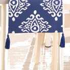 Closeup of Blue Kaleo Table Runner showing print and fabric detail