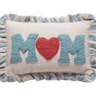 Blue Mom Hooked Throw Pillow, close-up detail