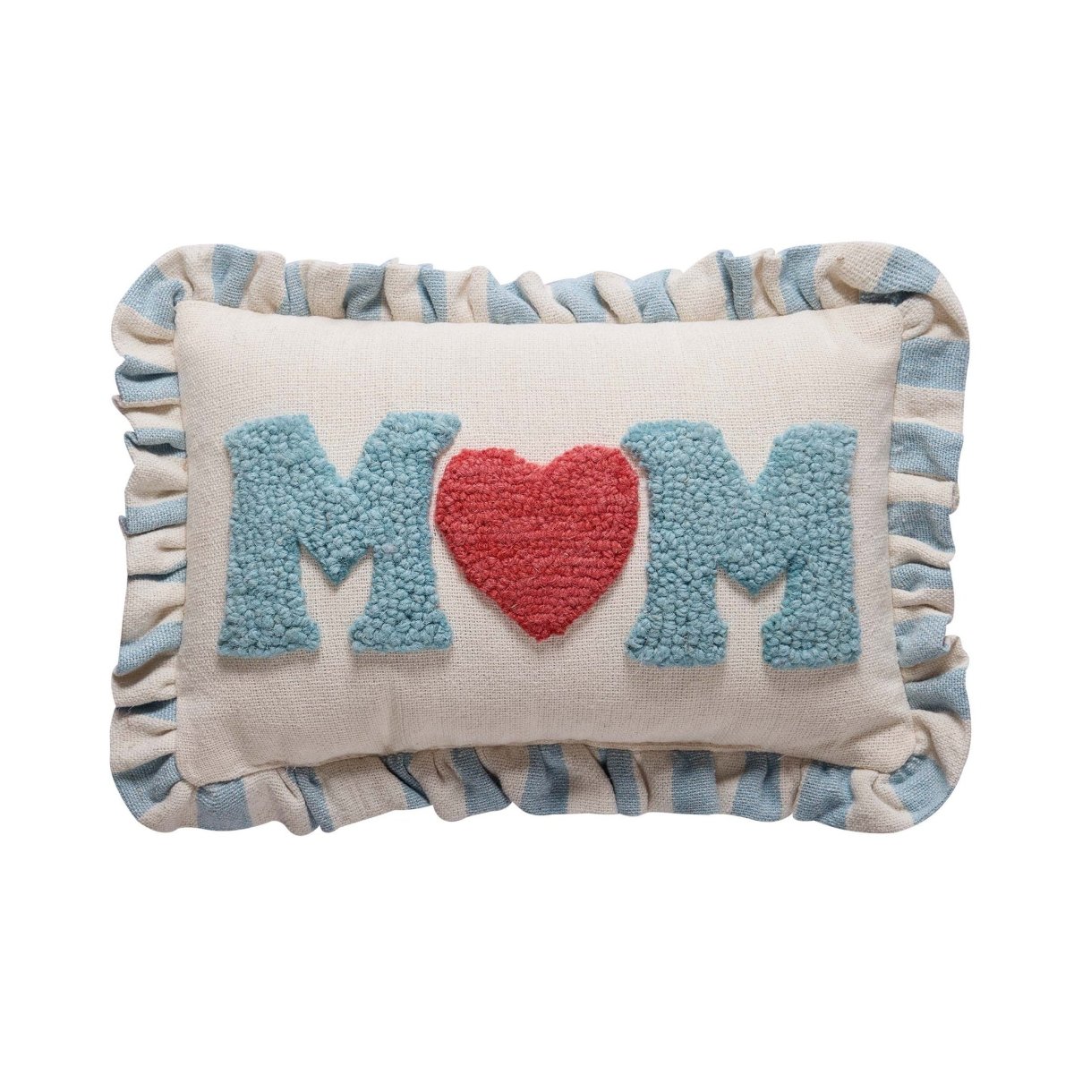 Blue Mom Hooked Throw Pillow, 8x12 inch, front view