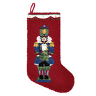 Blue Nutcracker Hooked Wool Christmas Stocking, 12x20 inch, front view