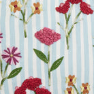 Blue Stripe Floral Embroidered Throw Pillow, close-up detail