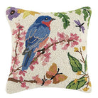 Bluebird Hooked Wool Throw Pillow, 16x16 inch, front view