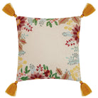 Boho Holiday Floral Embroidered Christmas Throw Pillow, 16x16 inch, front view