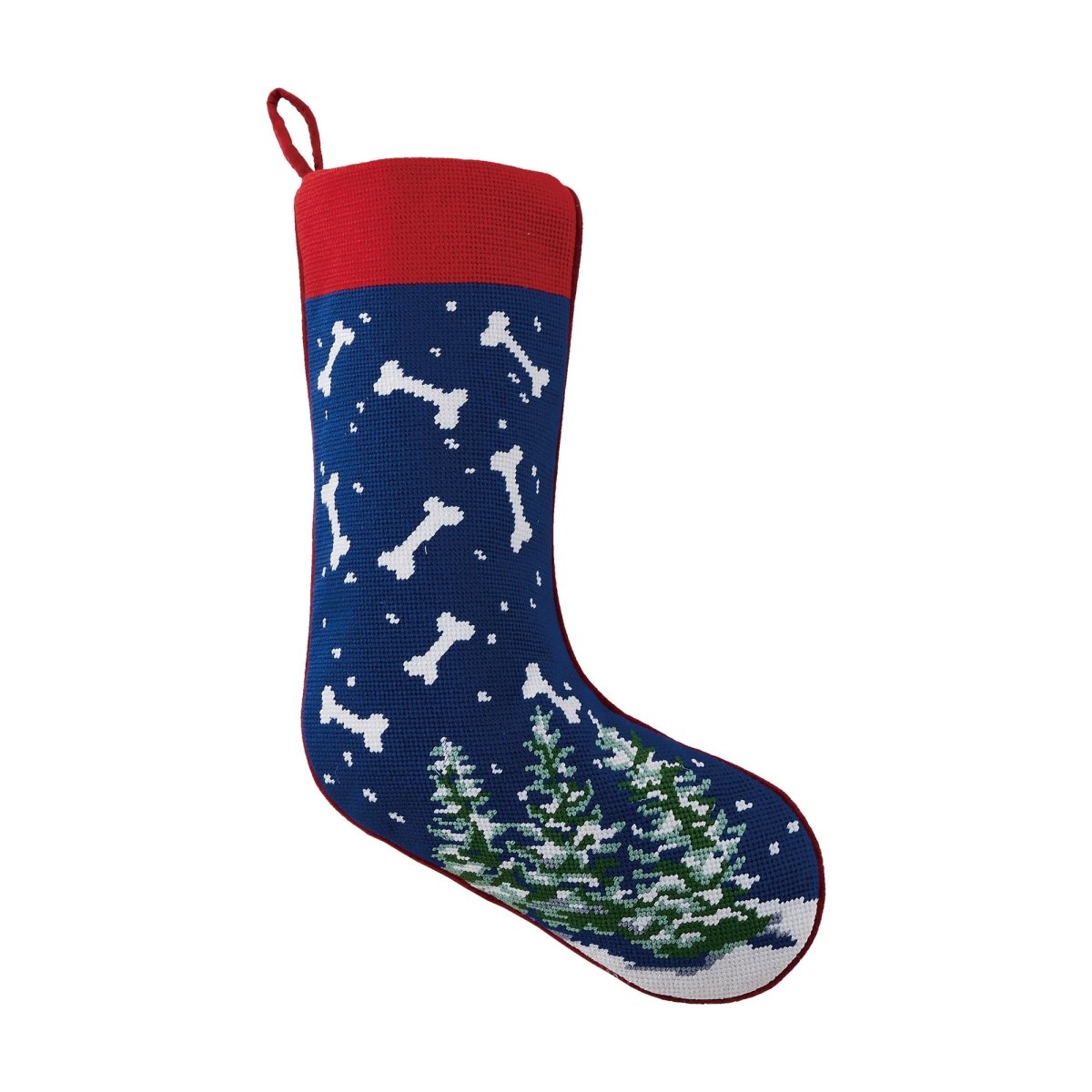 Bones Embroidered Christmas Stocking, 11x18 inch, front view