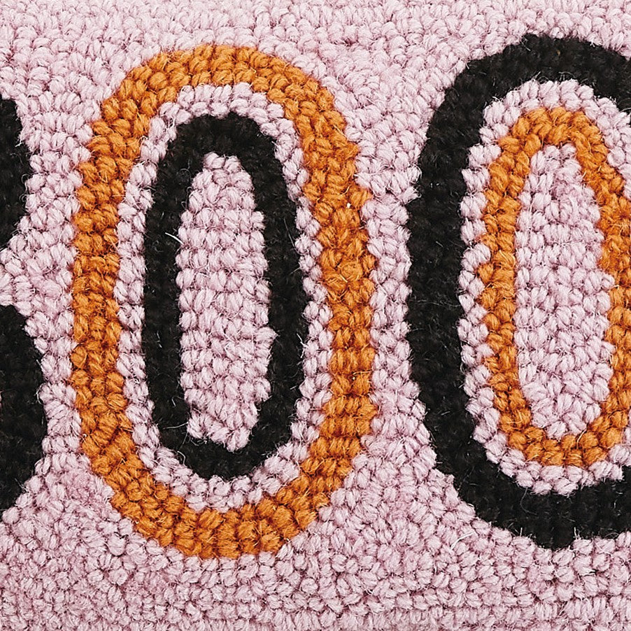 Boo Hooked Wool Halloween Throw Pillow, close-up detail