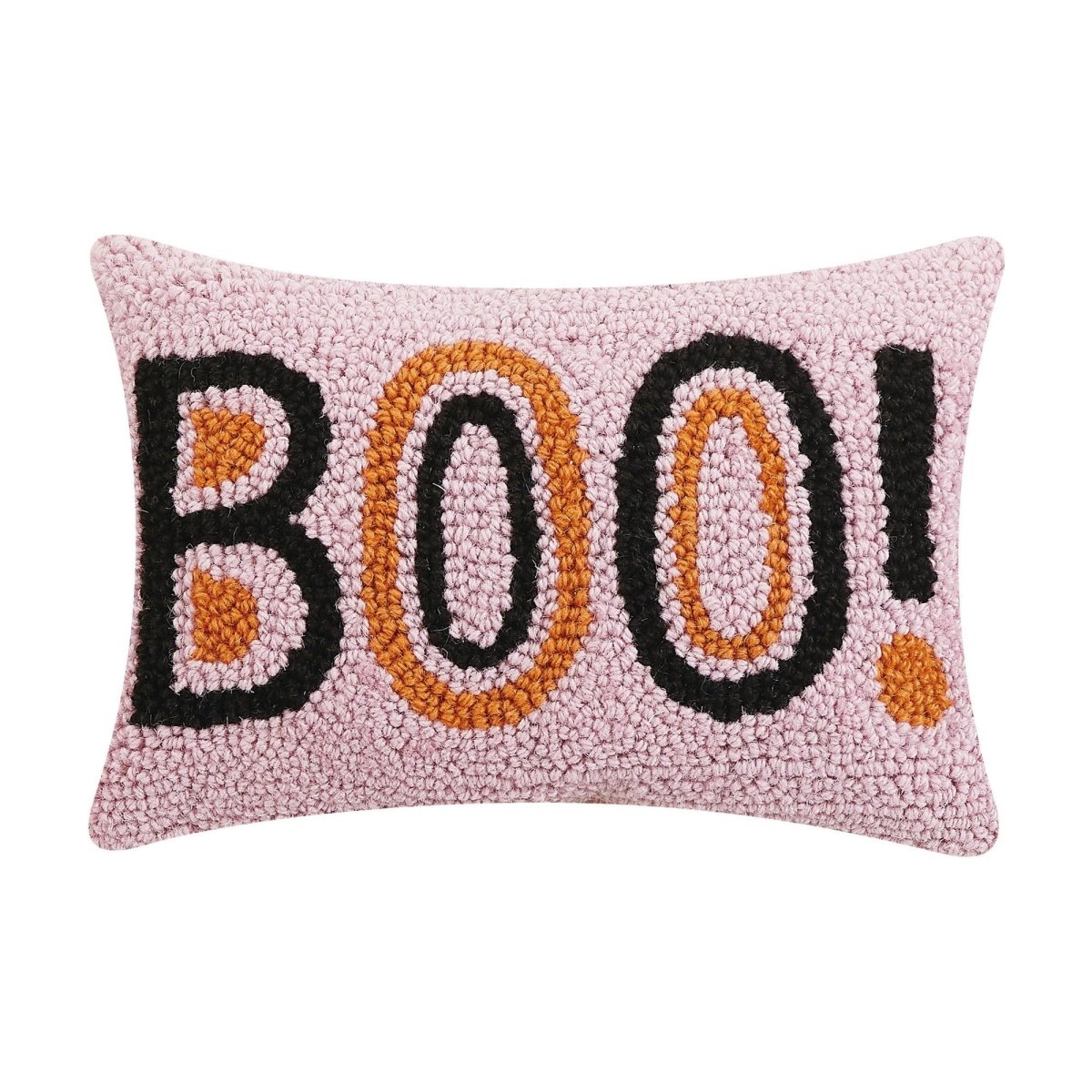 Boo Hooked Wool Halloween Throw Pillow, 8x12 inch, front view
