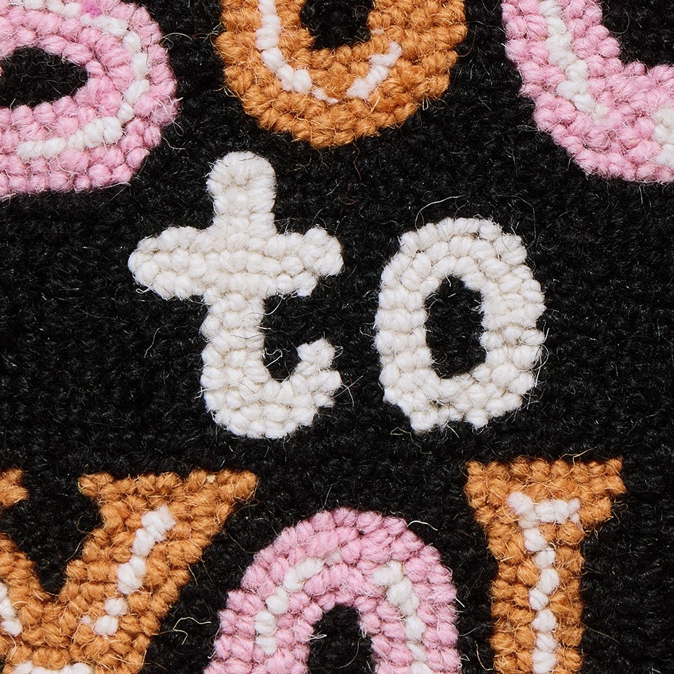 Boo to You Hooked Wool Halloween Throw Pillow, close-up detail