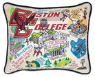 Boston Eagles hand-embroidered throw pillow featuring school colors and mascot imagery