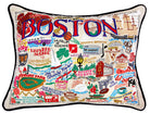 Boston hand-embroidered throw pillow with artisan decorative design