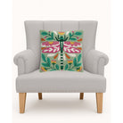 Folk Dragonfly Botanical Wool Hooked Throw Pillow, styled lifestyle view