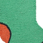 Bow Green & Red Hooked Wool Christmas Stocking, close-up detail
