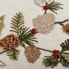 Branches Embroidered Christmas Throw Pillow, close-up detail