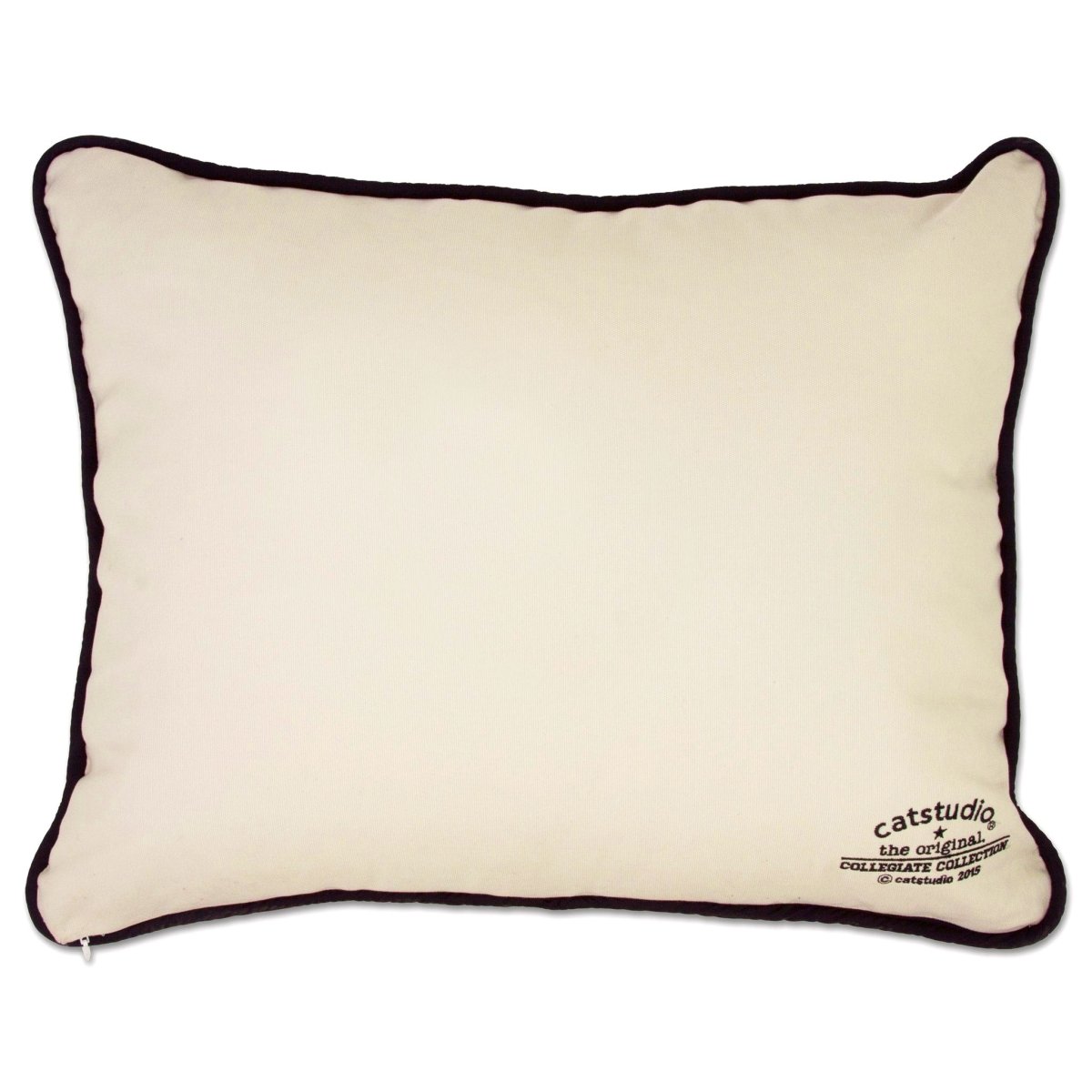 Brigham Young University Cougars Embroidered College Pillow - back view showing velvet backing and zipper