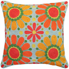 Bright 60s Boho needlepoint throw pillow with botanical floral design