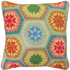 Bright Blue & Green needlepoint throw pillow with artisan decorative design