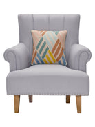 Broken Lines Embroidered Throw Pillow on an armchair, showing the throw pillow at room scale, 16x16 inch