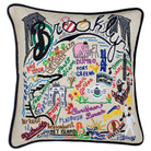 Brooklyn, NY Iconic Bridge hand-embroidered throw pillow with artisan decorative design