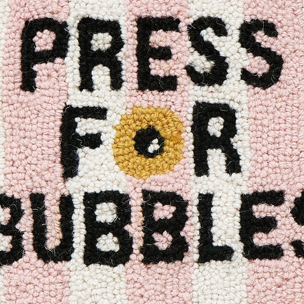 Bubbles Bell Hooked Wool Throw Pillow, close-up detail