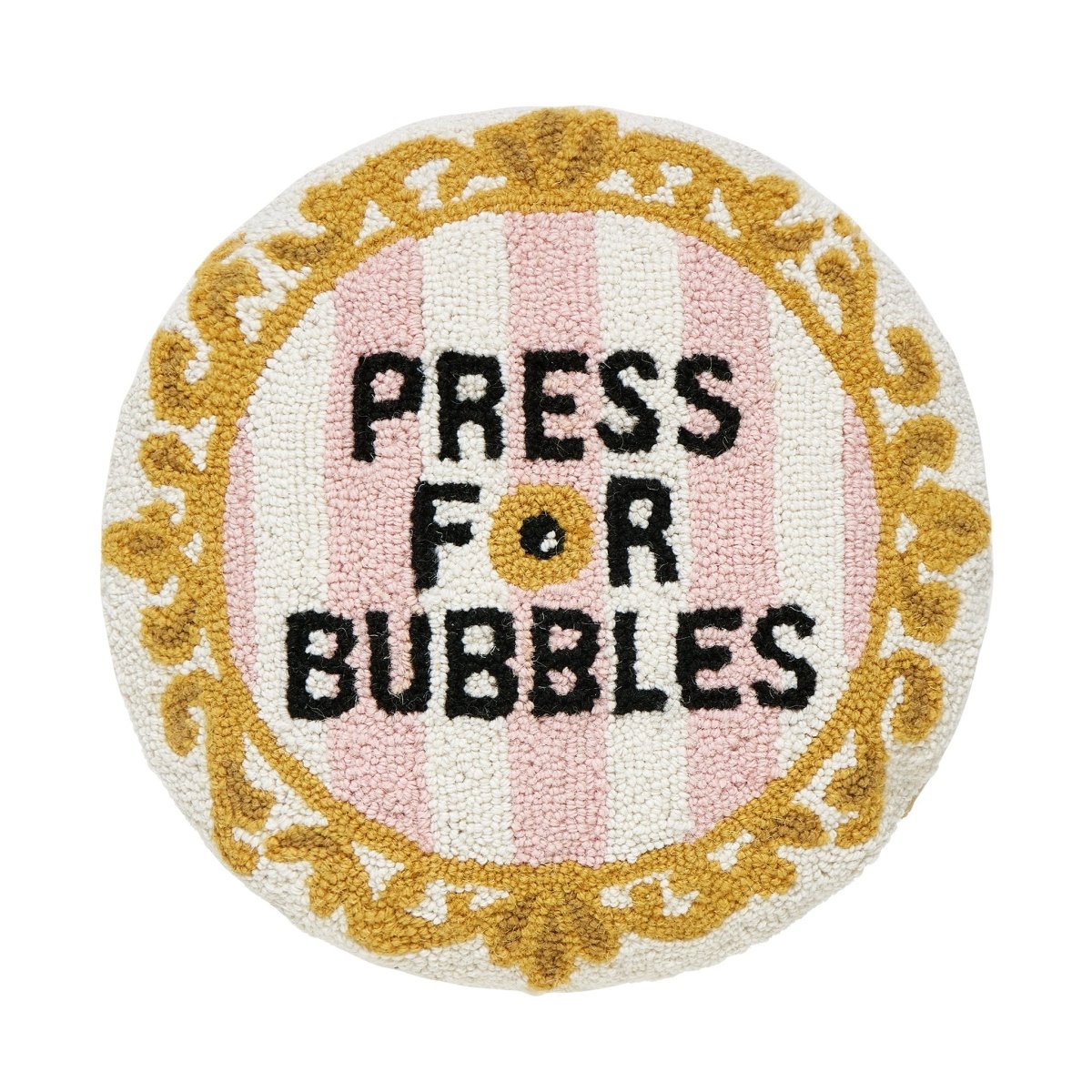 Bubbles Bell Hooked Wool Throw Pillow, 16x16 inch, front view