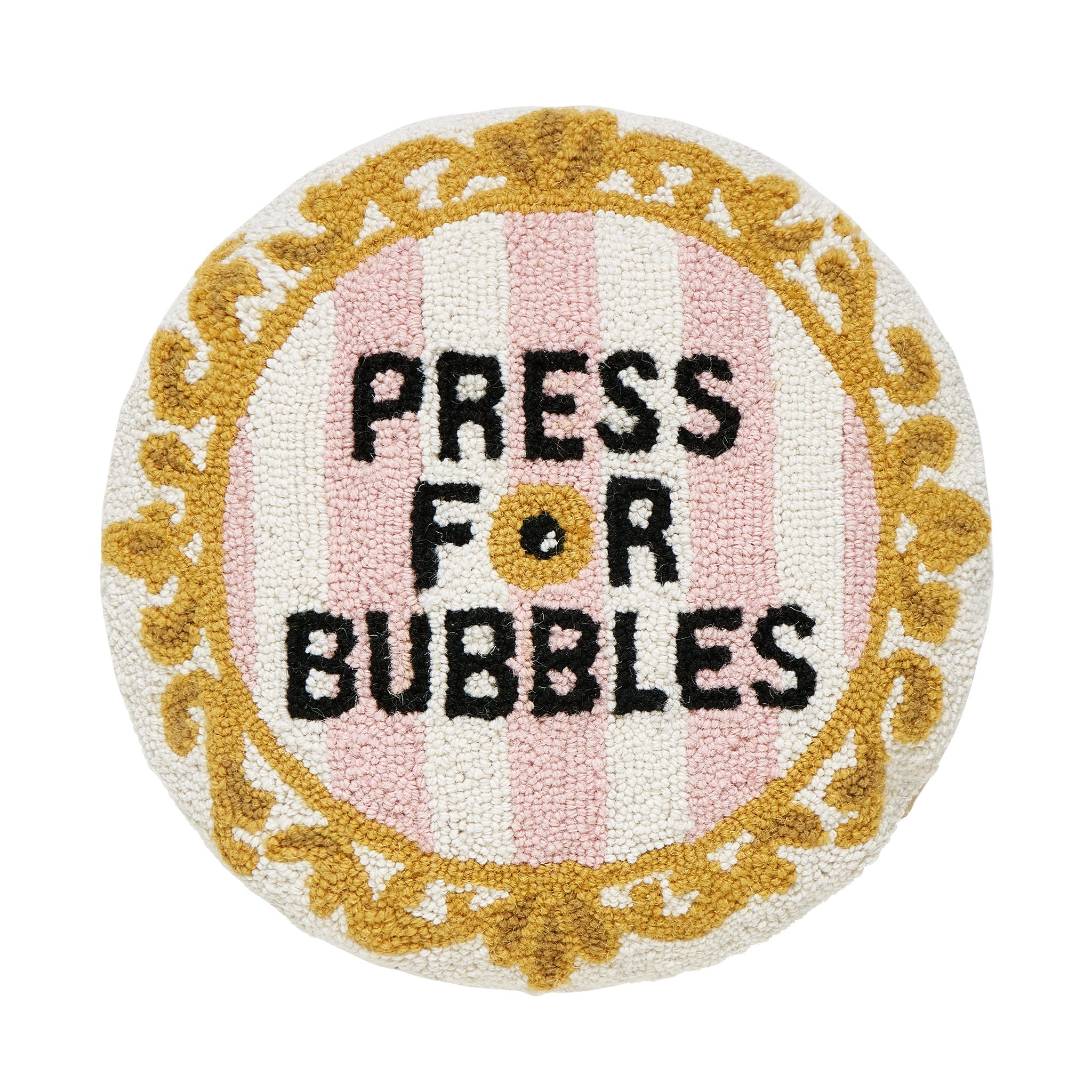 Bubbles Bell Hooked Wool Throw Pillow, 16x16 inch, front view