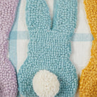 Bunny Pom Poms Tails Hooked Wool Easter Throw Pillow, close-up detail