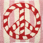 Candy Cane Peace Stripe Hooked Wool Christmas Throw Pillow, close-up detail