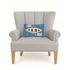 Canoe & Paddles Lake House Wool Hooked Throw Pillow, styled lifestyle view