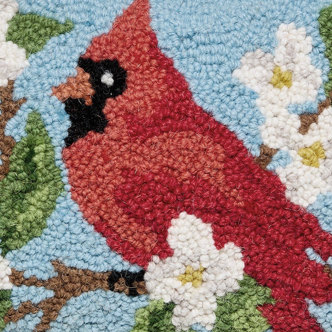 Cardinal Hooked Wool Throw Pillow, close-up detail
