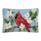 Cardinal Hooked Wool Throw Pillow, 8x12 inch, front view