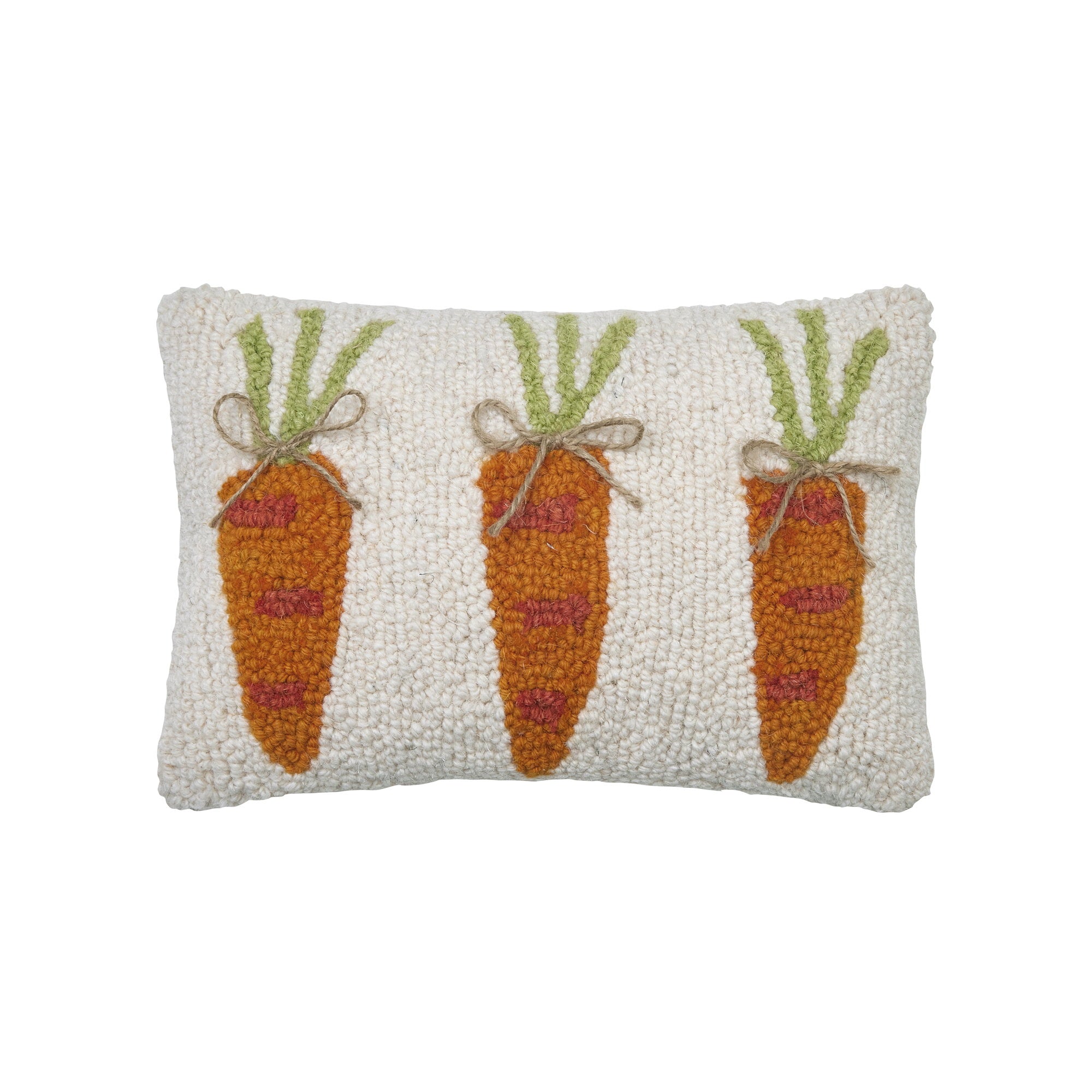 Carrots Hooked Wool Throw Pillow, 8x12 inch, front view