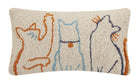Cat Hooked Wool Throw Pillow, 9x16 inch, front view