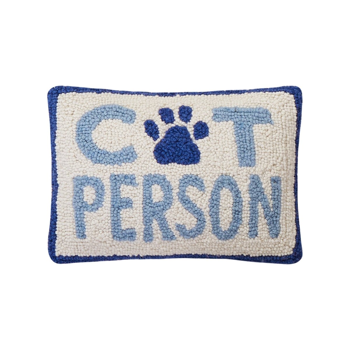 Cat Person Hooked Wool Throw Pillow, 8x12 inch, front view
