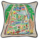 Central Park, NY Scenic hand-embroidered throw pillow showcasing iconic landmarks