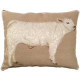 Charolais Cow Ranch needlepoint throw pillow with artisan decorative design