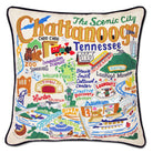 Chattanooga, TN River City hand-embroidered throw pillow with artisan decorative design