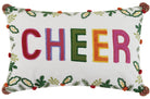 Cheer with Poms Embroidered Christmas Throw Pillow, 12x18 inch, front view