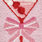 Cherry Martini Hooked Wool Throw Pillow, close-up detail