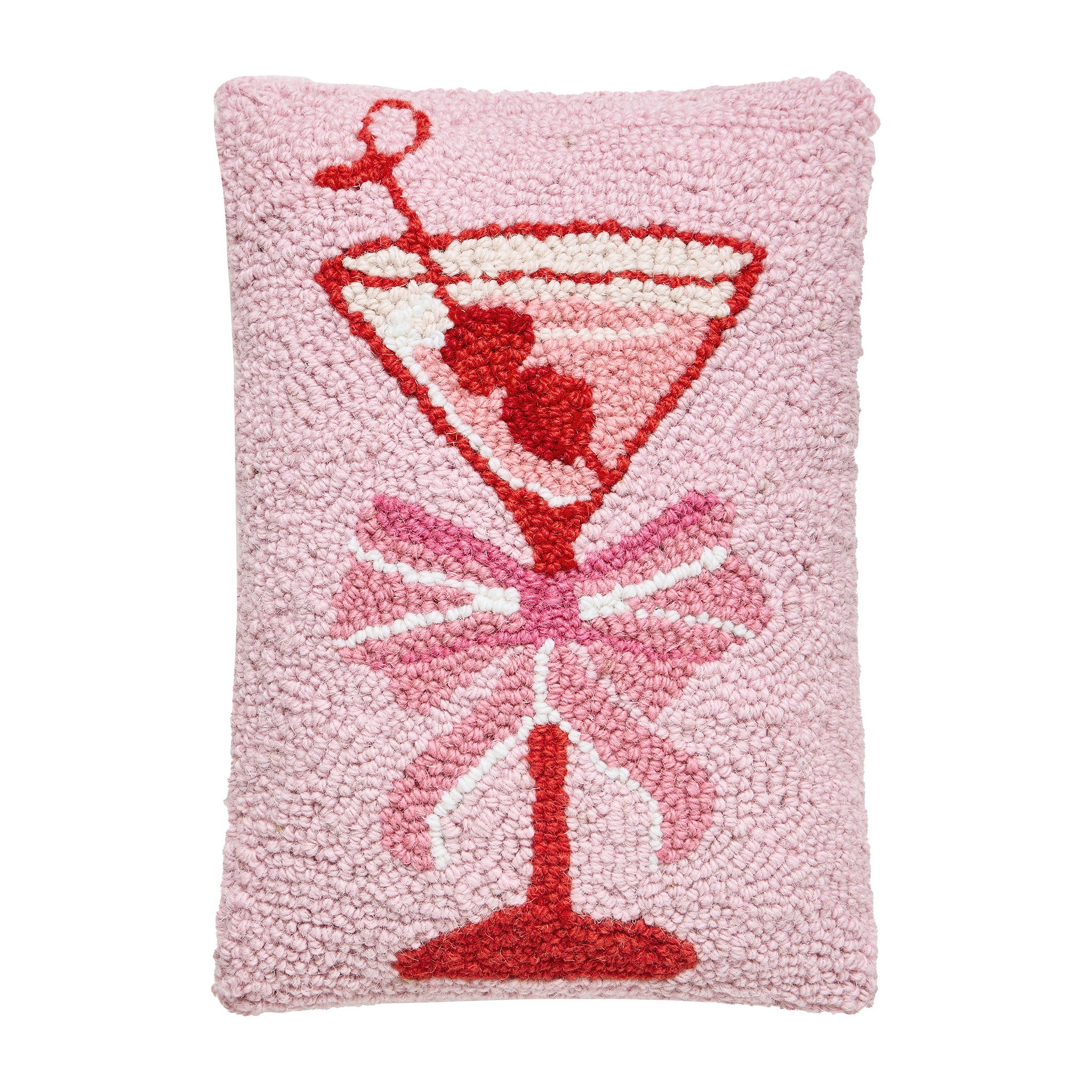 Cherry Martini Hooked Wool Throw Pillow, 8x12 inch, front view