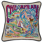 Chesapeake Bay Waterside hand-embroidered throw pillow with artisan decorative design