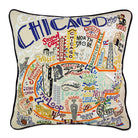 Chicago, IL Windy City hand-embroidered throw pillow with artisan decorative design