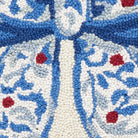 Chinoiserie Bow Hooked Wool Christmas Throw Pillow, close-up detail