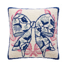 Chinoiserie Bow Hooked Wool Throw Pillow, 14x14 inch, front view