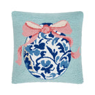 Chinoiserie Easter Egg Hooked Wool Throw Pillow, 16x16 inch, front view