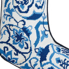 Chinoiserie Embroidered Needlepoint Christmas Stocking, close-up detail