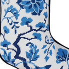 Chinoiserie Flowers Embroidered Needlepoint Christmas Stocking, close-up detail
