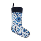 Chinoiserie Flowers Embroidered Needlepoint Christmas Stocking, 11x18 inch, front view
