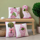 Chinoiserie Monkey Hooked Wool Throw Pillow shown alongside other designs in the same collection, 16x16 inch