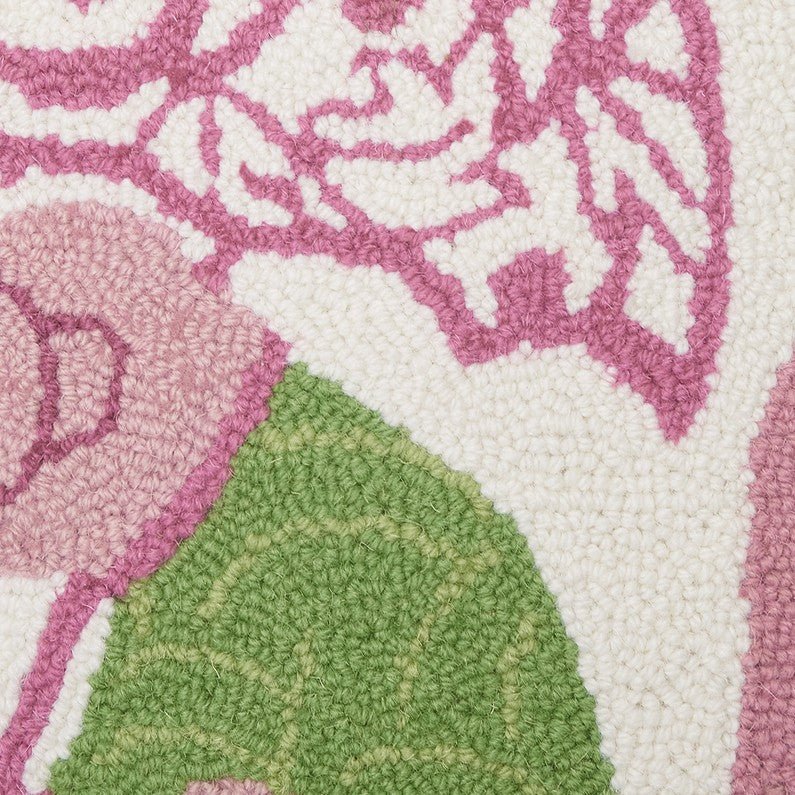 Chinoiserie Monkey Hooked Wool Throw Pillow, close-up detail